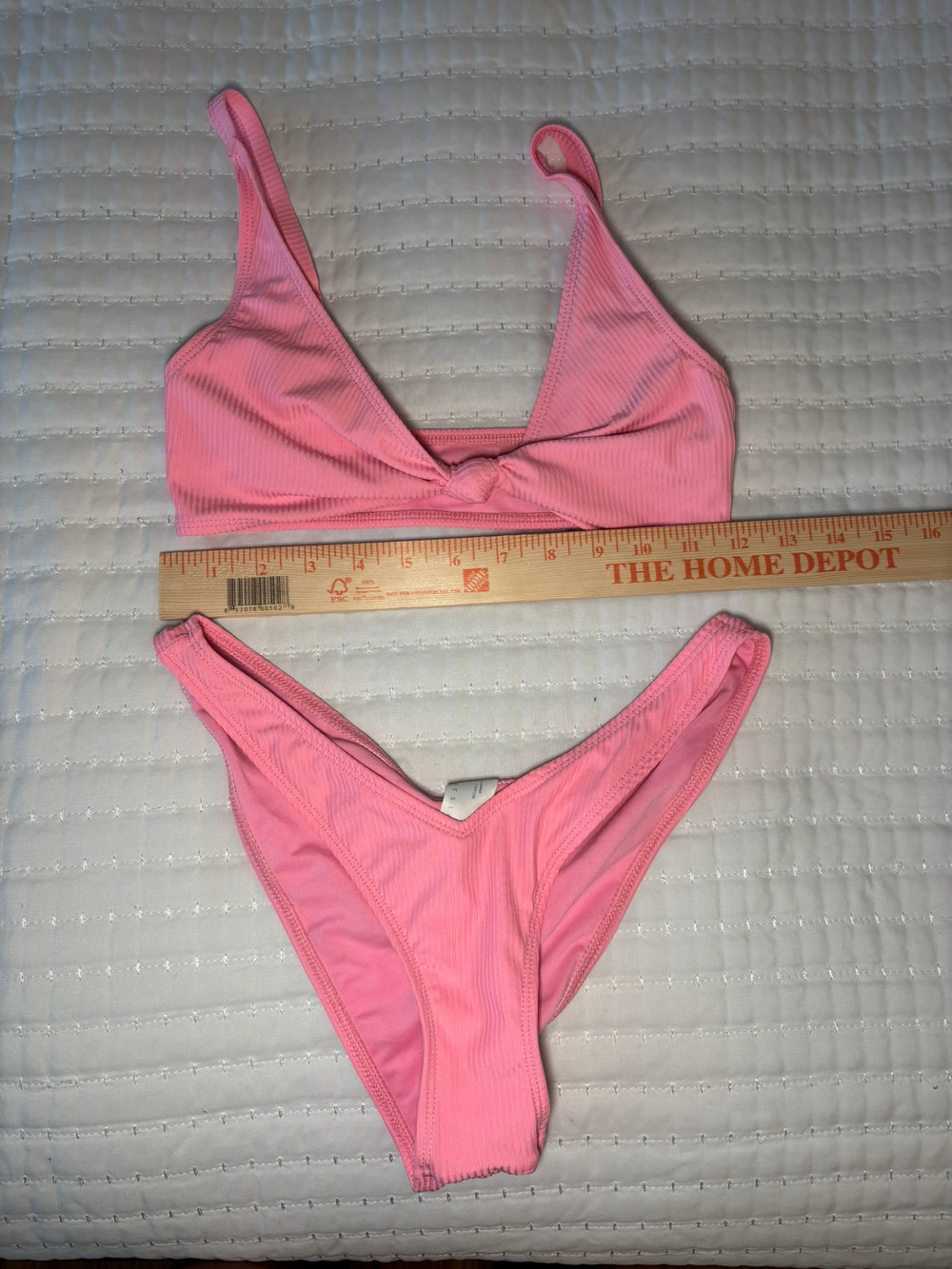 Asos Design Pink Ribbed Bikini Set High Cut Size 4 - Picture 4 of 7